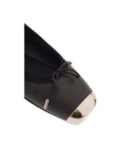 Alexander McQueen Black Ballet Flats With Metallic Toe In Smooth Leather Woman -Urban Shoes World b0ac6046a22cdd8796ae2a44e8f506df