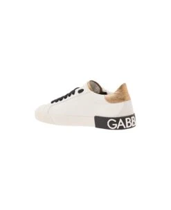 Dolce & Gabbana 'new Portofino' White Low Top Sneakers With Metallic Heel Tab And Logo Patch In Leather Woman -Urban Shoes World b27c52e4b67dfa41346b4f69f7ba466a