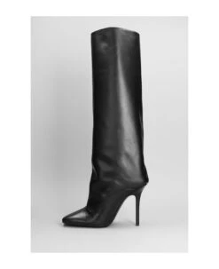 Sienna High Heels Boots In Black Leather -Urban Shoes World b59353724f1e894bf3dca95d857c22cb