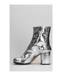 Maison Margiela Tabi High Heels Ankle Boots In Silver Leather -Urban Shoes World bb28bcc0ff121242465f14b9a22f82bf