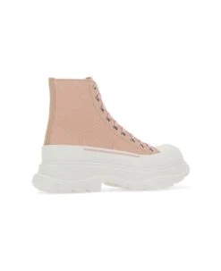 Alexander McQueen Pink Canvas Tread Slick Sneakers -Urban Shoes World c028d91f7aad1ae974aa6e3bf176b4fa