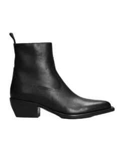 Golden Goose Debbie Texan Ankle Boots In Black Leather