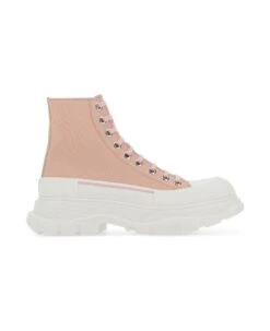 Alexander McQueen Pink Canvas Tread Slick Sneakers