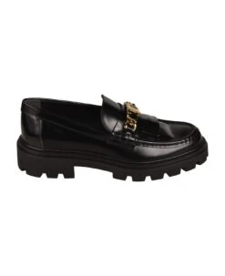 Tod's T Plaque Chain Embellished Loafers