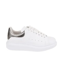 Alexander McQueen White Oversized Sneakers With Metallic Dark Grey Spoiler