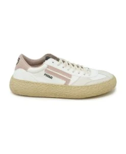 Puraai 1.01 Classic White And Pink Vegan Leather Sneakers