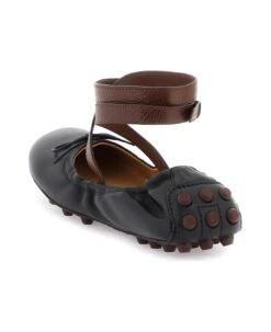 Tod's Bubble Leather Ballet Flats Shoes With Strap -Urban Shoes World c9dbf7818faa7ae83cb87fbe429c27df