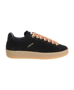 Lanvin Lite Curb Sneakers In Suede Color Black