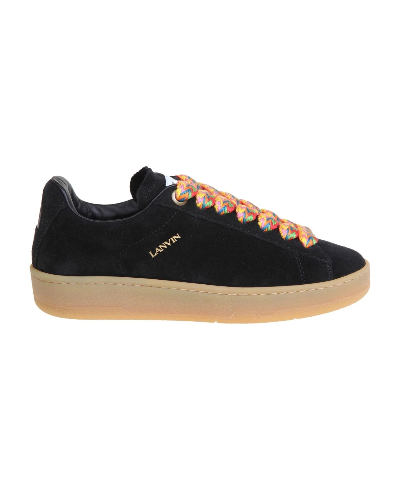 Lanvin Lite Curb Sneakers In Suede Color Black 1 Lanvin Lite Curb Sneakers In Suede Color Black