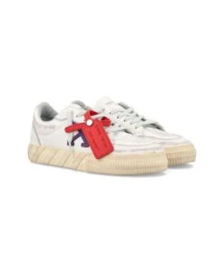 Off-White Vulcanized Distressed Lace-up Sneakers -Urban Shoes World ca8ea19e6ed0a7624abd4dc365511cd6