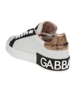 Dolce & Gabbana Portofino Sneakers In White Leather With Applications -Urban Shoes World cb52865a4f503666e6fa99be901a34af