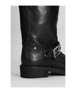 Golden Goose Biker High Low Heels Boots In Black Leather -Urban Shoes World cc6b8707205f2ade59c5abf7763fd719