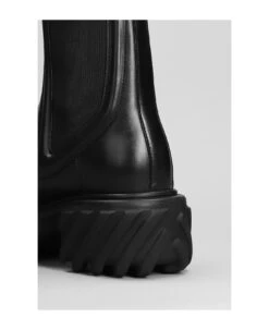 Off-White Tactor Motor Combat Boots In Black Leather -Urban Shoes World ce7b57e31fd1ddab60a423ce79b07e34