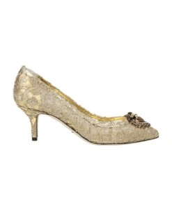 Dolce & Gabbana Taormina Pumps In Lace And Gold Color