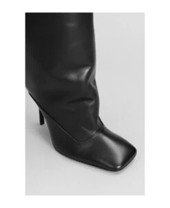 Sienna High Heels Boots In Black Leather -Urban Shoes World d2426d88275830df448c2f2e5f5bcc0d