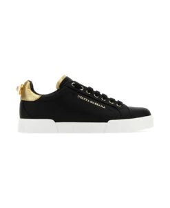 Dolce & Gabbana Black Nappa Leather Portofino Sneakers