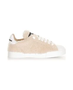 Dolce & Gabbana Portofino Sneaker In Faux Fur