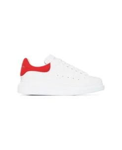 Alexander McQueen White Oversize Sneakers With Red Suede Spoiler