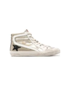 Golden Goose Slide Penstar Matt Laminated And Fine Glitter Upper Suede Toe Leather Star Wave And List