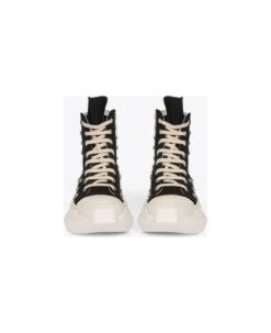Abstract Sneak Black/milk/milk Black Canvas Hi Sneaker With Metal Snaps - Abstract Sneaks -Urban Shoes World e28427315069b9551422b9d6bfb25967