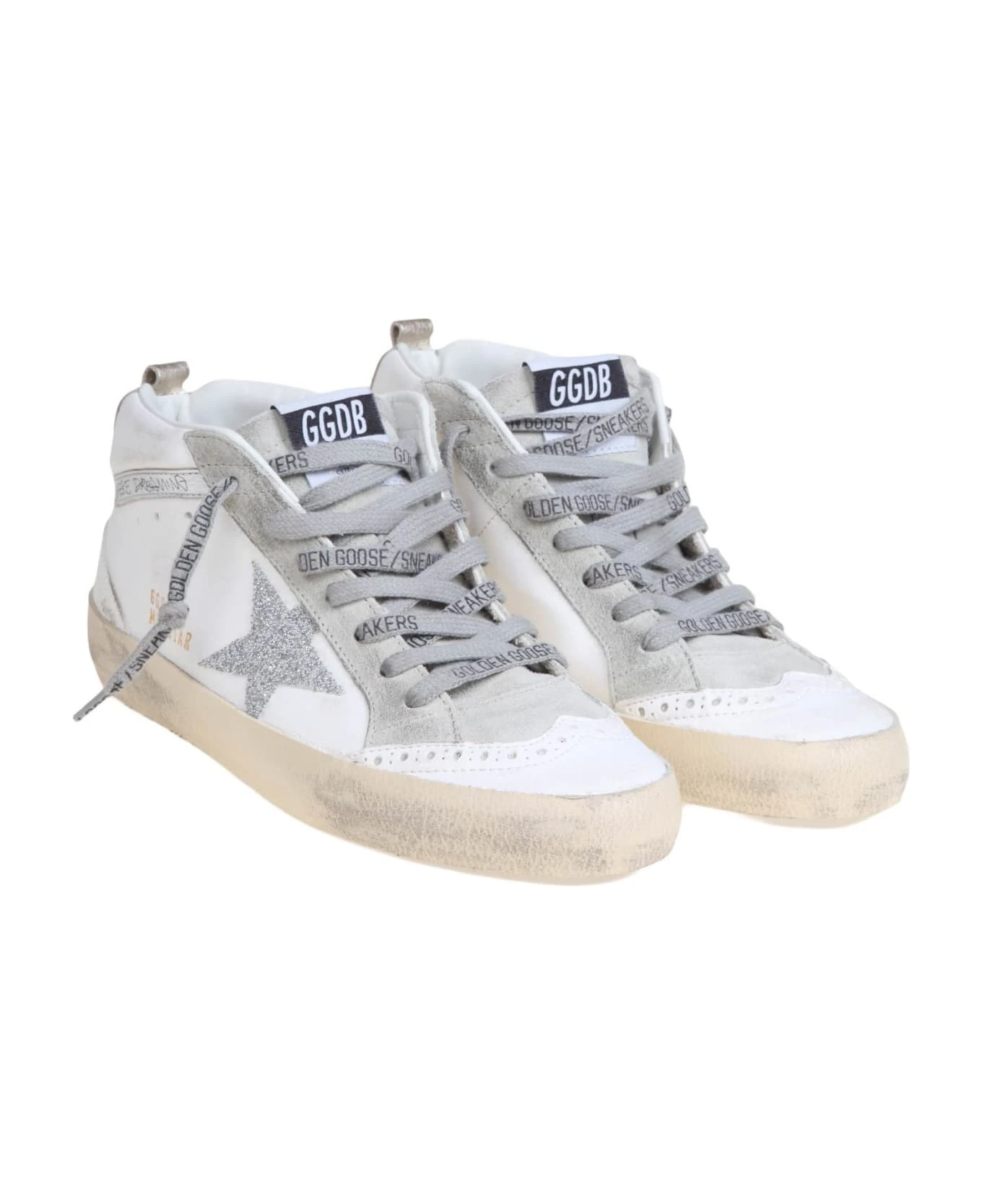 Golden Goose Mid Star Sneakers In White Leather With Crystal Star 2 Golden Goose Mid Star Sneakers In White Leather With Crystal Star - Image 2
