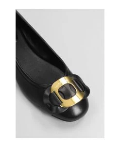 See By Chloé Chany Ballet Flats In Black Leather -Urban Shoes World e8c29ac16912d8faad887906d12bd6d8