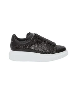 Alexander McQueen Glitter Effect Oversized Sneakers In Black