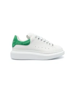 Alexander McQueen White Oversized Sneakers With Bright Green Spoiler
