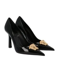 Versace Logo Patent Leather Pumps
