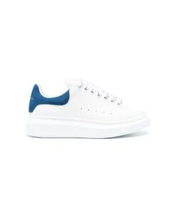 Alexander McQueen White Oversized Sneakers With Avio Blue Suede Spoiler