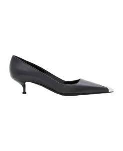 Alexander McQueen 40mm Kitten Heel Leather Pumps